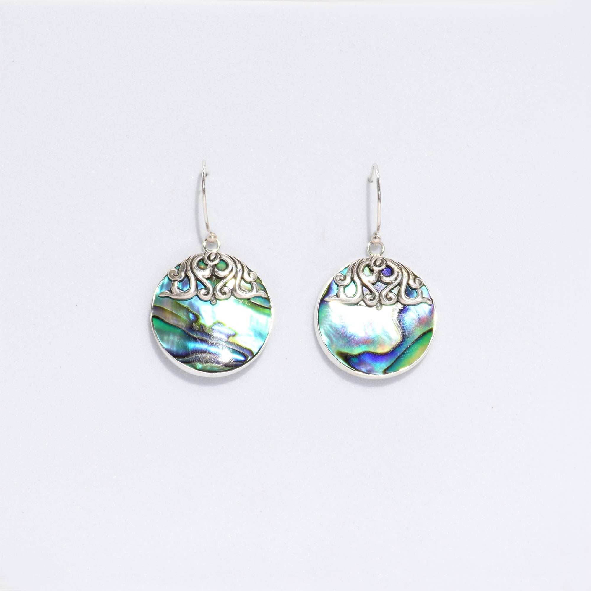 Shell & Silver Earrings - Classic Disc - Abalone Earings