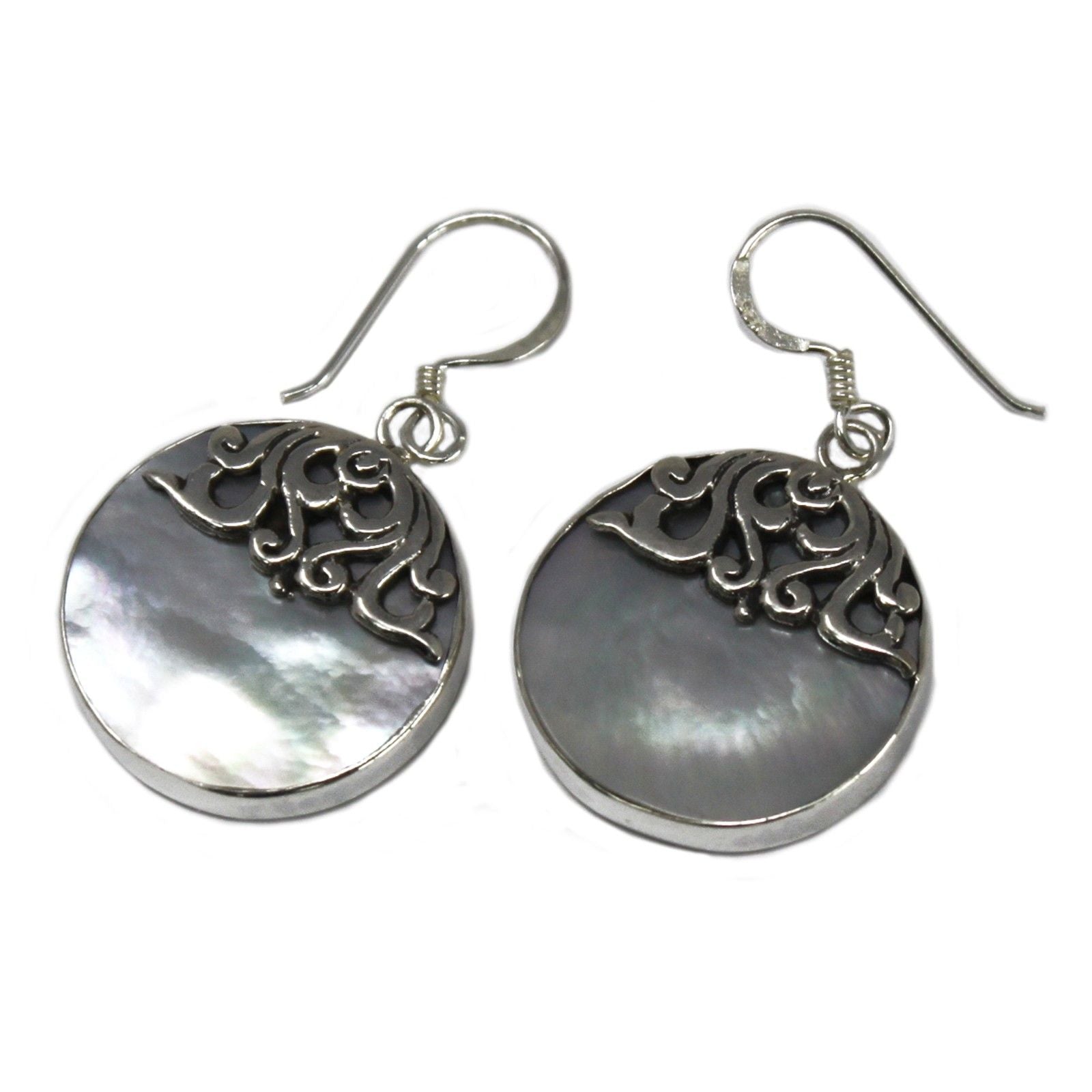 Shell & Silver Earrings - Classic Disc - MOP Earings