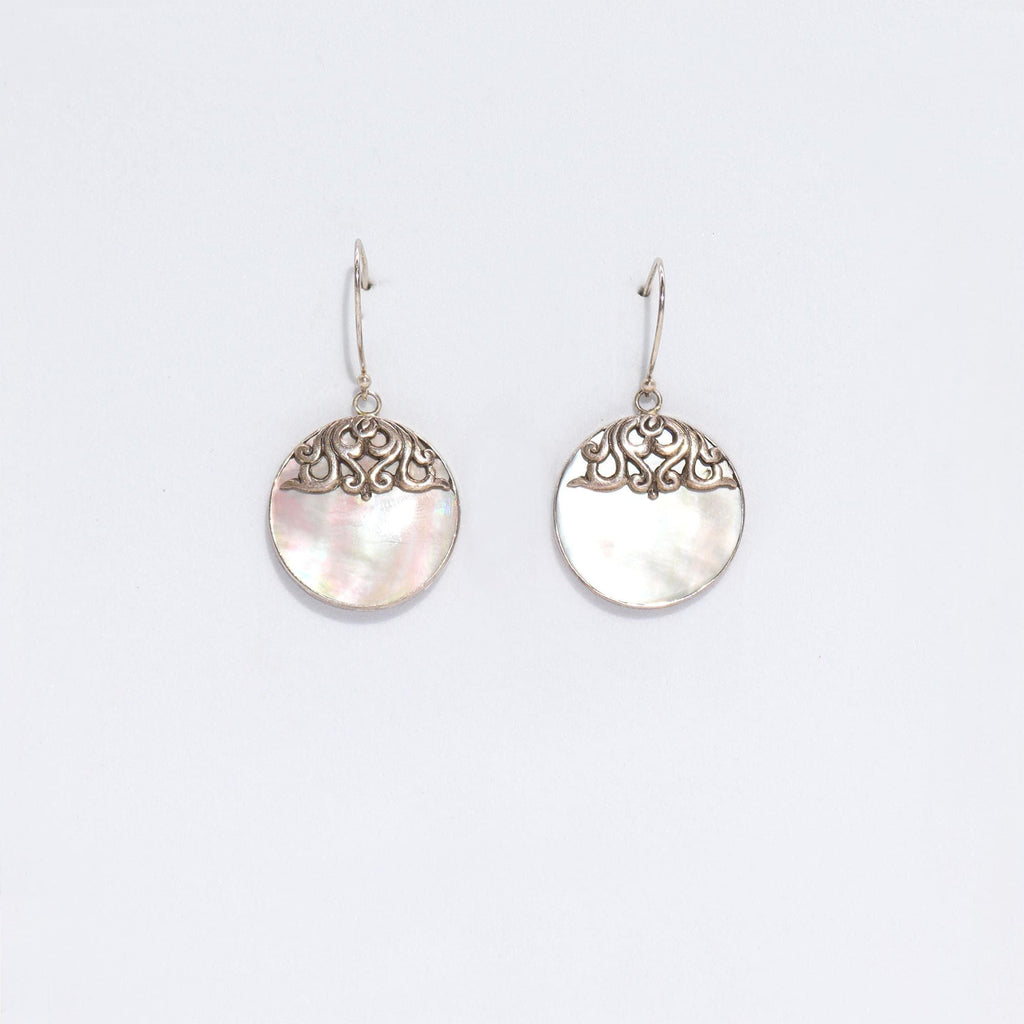 Shell & Silver Earrings - Classic Disc - MOP Earings