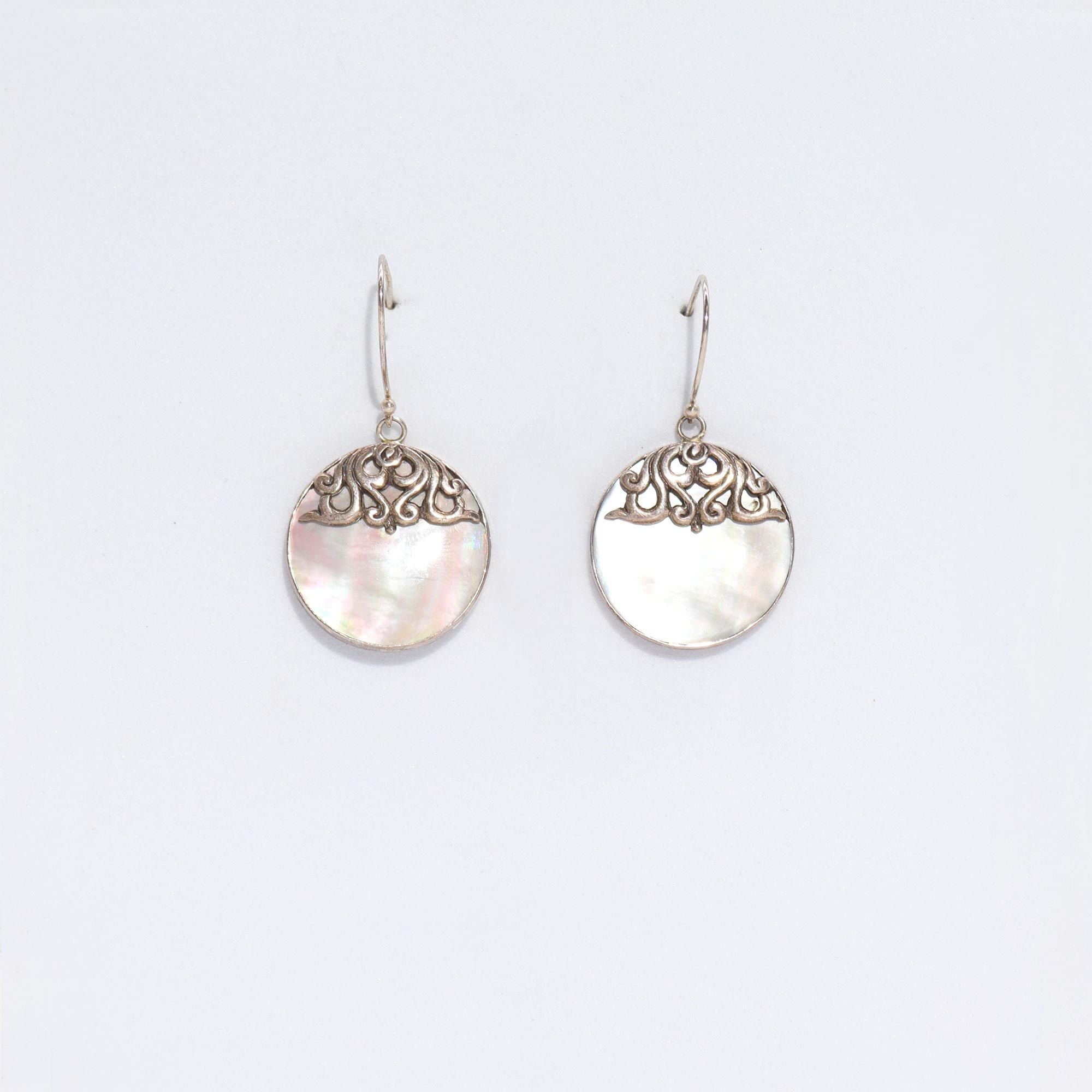 Shell & Silver Earrings - Classic Disc - MOP Earings
