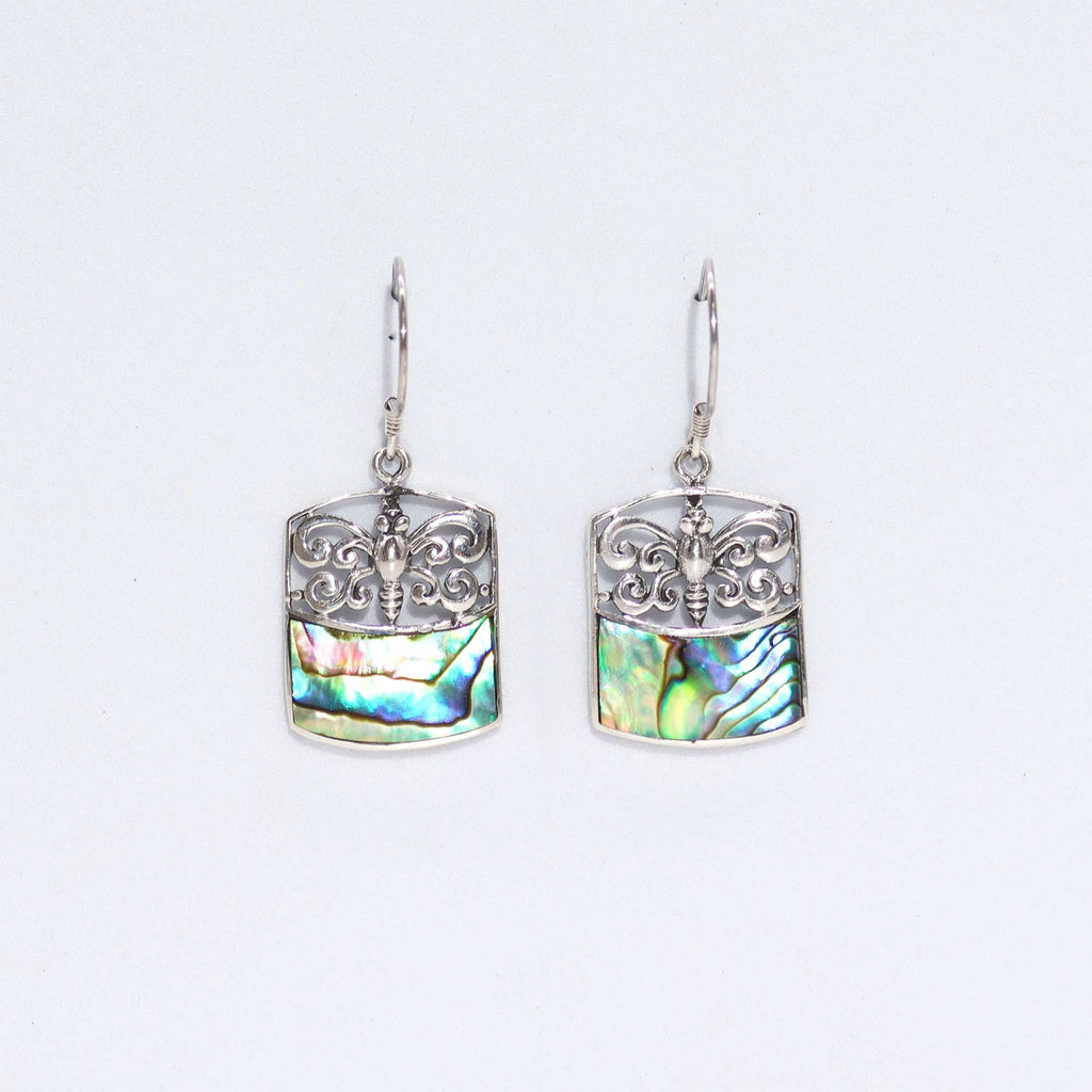Shell & Silver Earrings - Dragonfly - Abalone Earings
