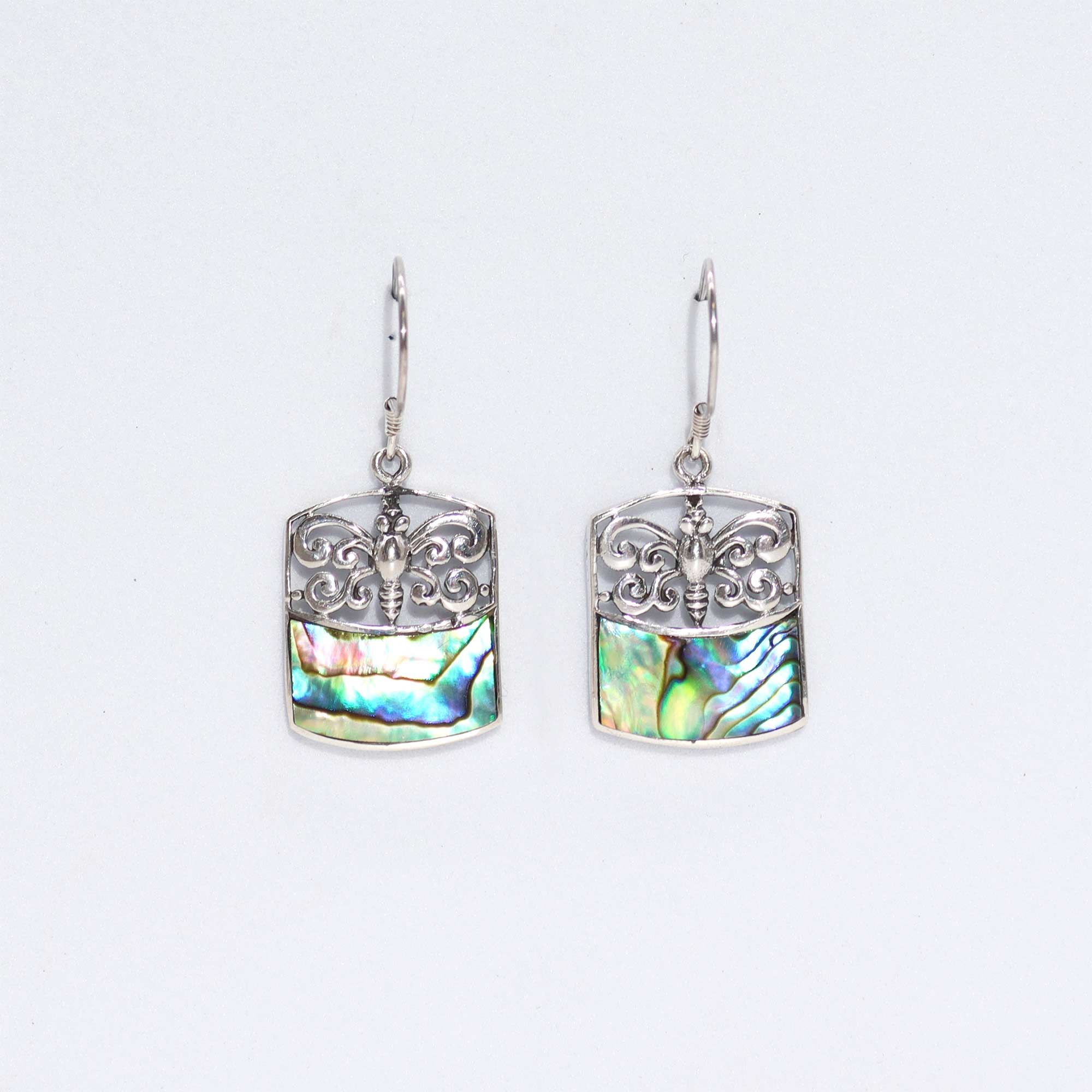 Shell & Silver Earrings - Dragonfly - Abalone Earings
