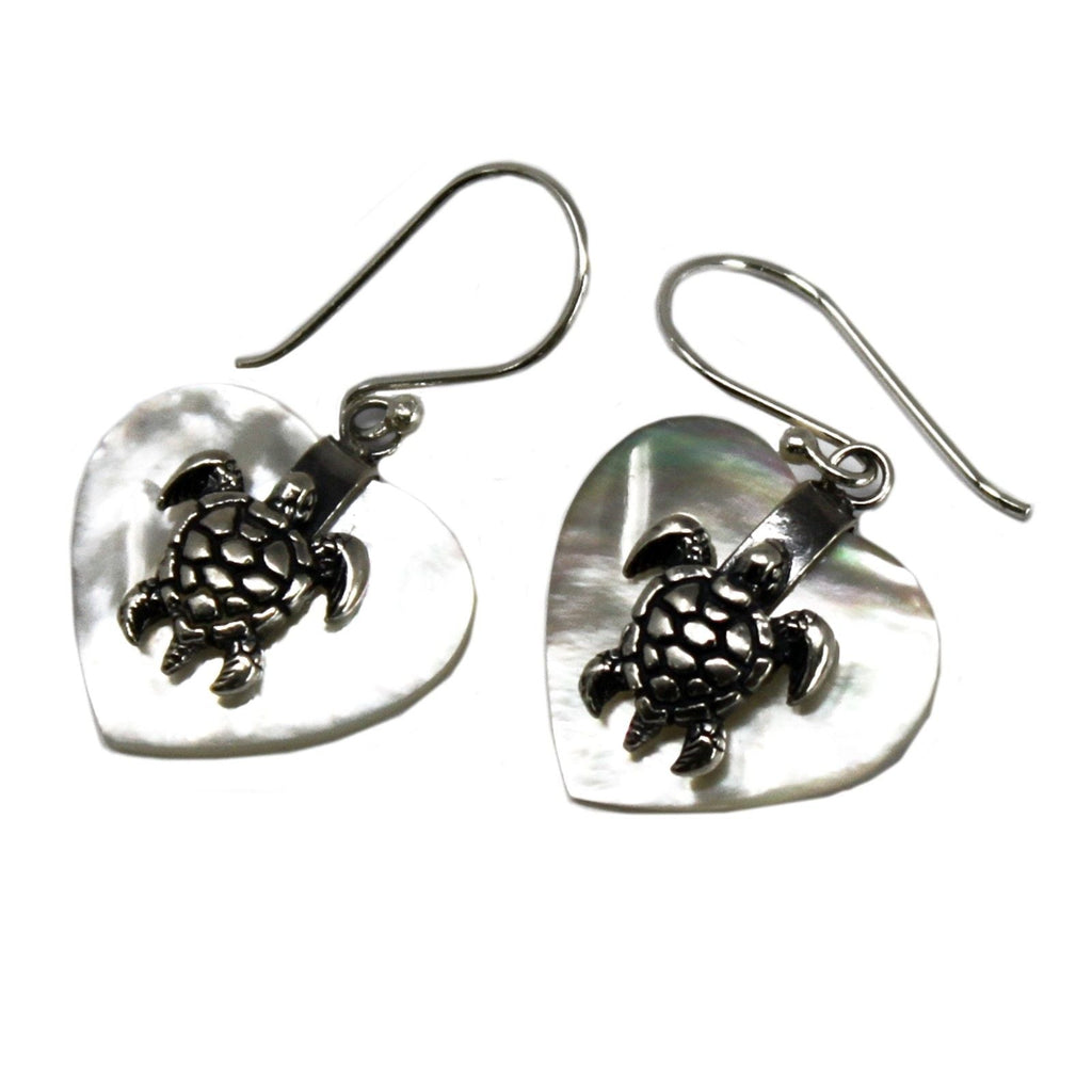 Shell & Silver Earrings - Sea Turtle - MOP Earings