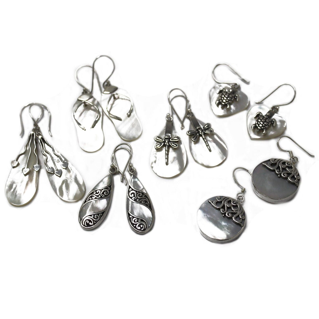 Shell & Silver Earrings - Sea Turtle - MOP Earings