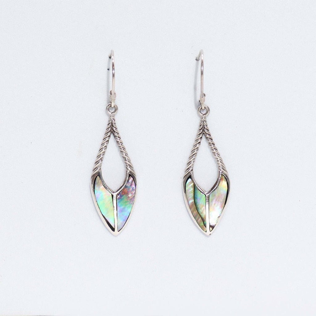 Shell & Silver Earrings - Spear Drops - Abalone Earings