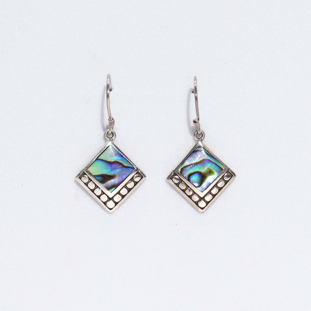 Shell & Silver Earrings - Square Dots- Abalone Earings