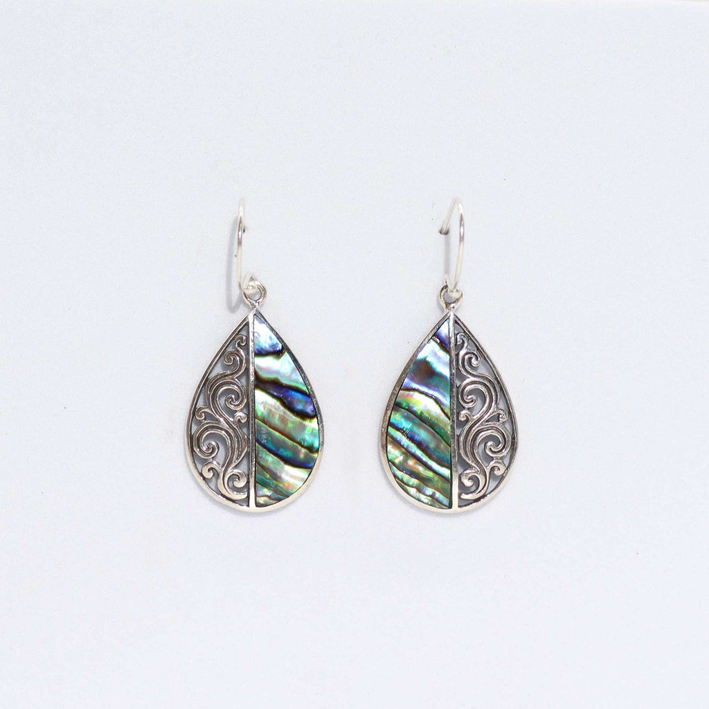 Shell & Silver Earrings - Teardrop- Abalone Earings