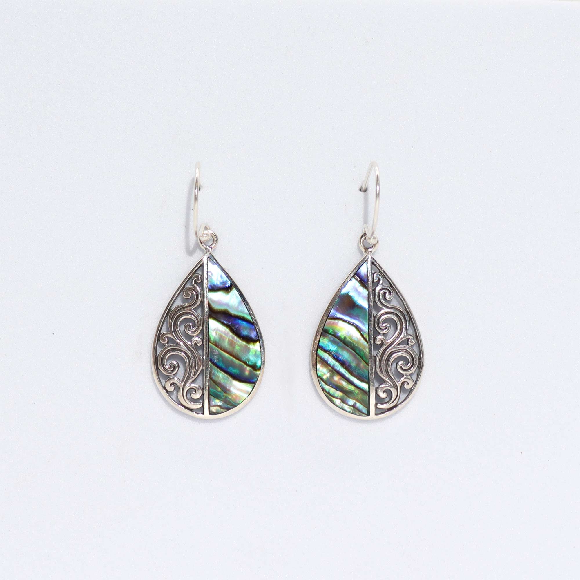 Shell & Silver Earrings - Teardrop- Abalone Earings