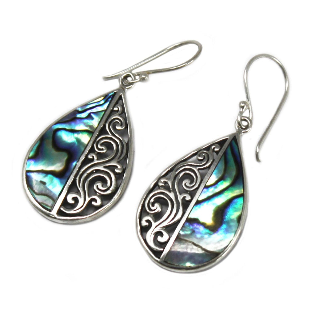 Shell & Silver Earrings - Teardrop- Abalone Earings