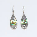 Shell & Silver Earrings - Teardrop Oval - Abalone Earings