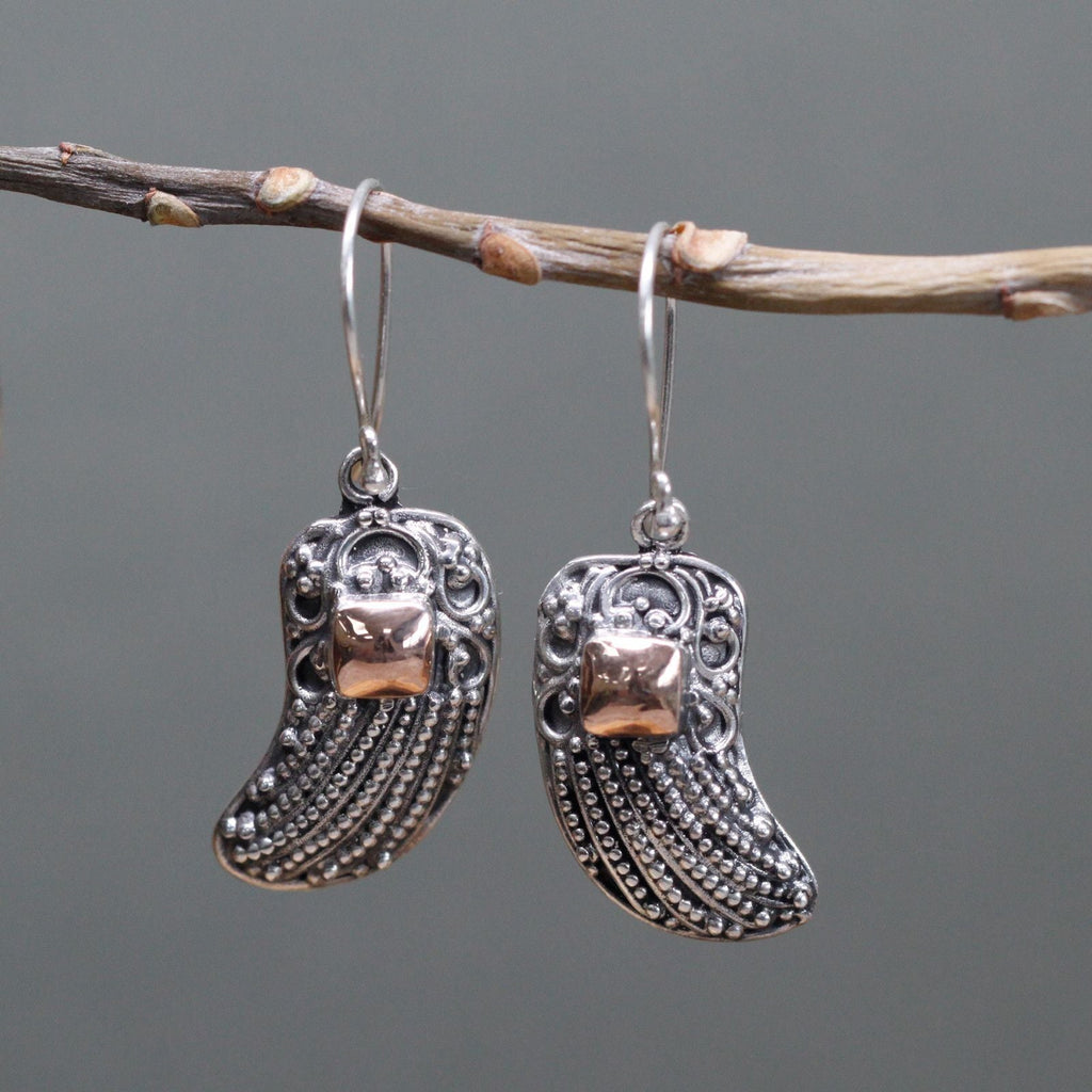Silver & Gold Earring - Angel Wings Jewellery