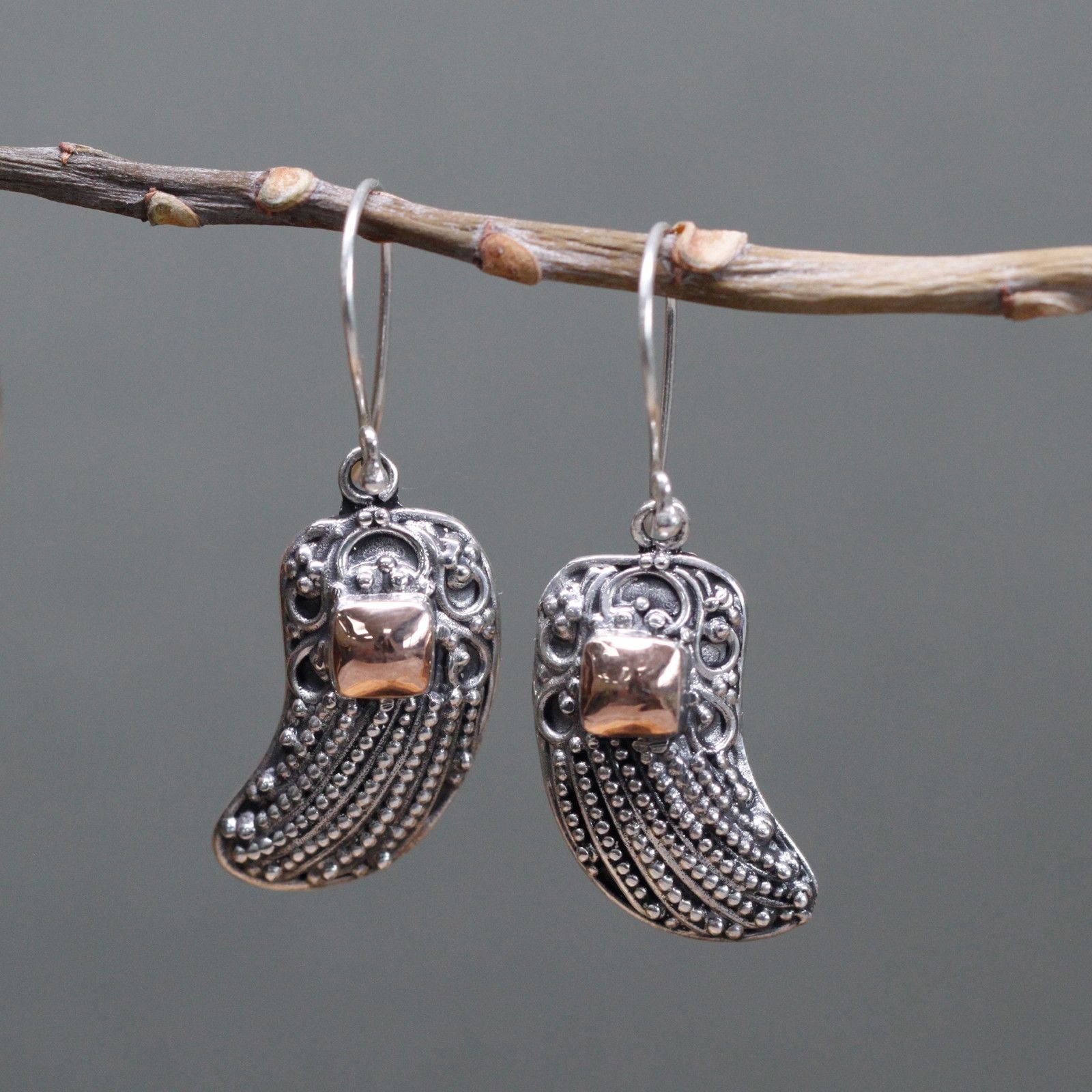 Silver & Gold Earring - Angel Wings Jewellery