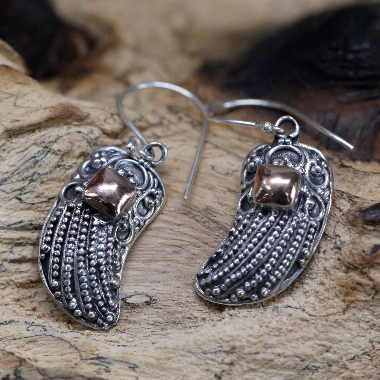 Silver & Gold Earring - Angel Wings Jewellery