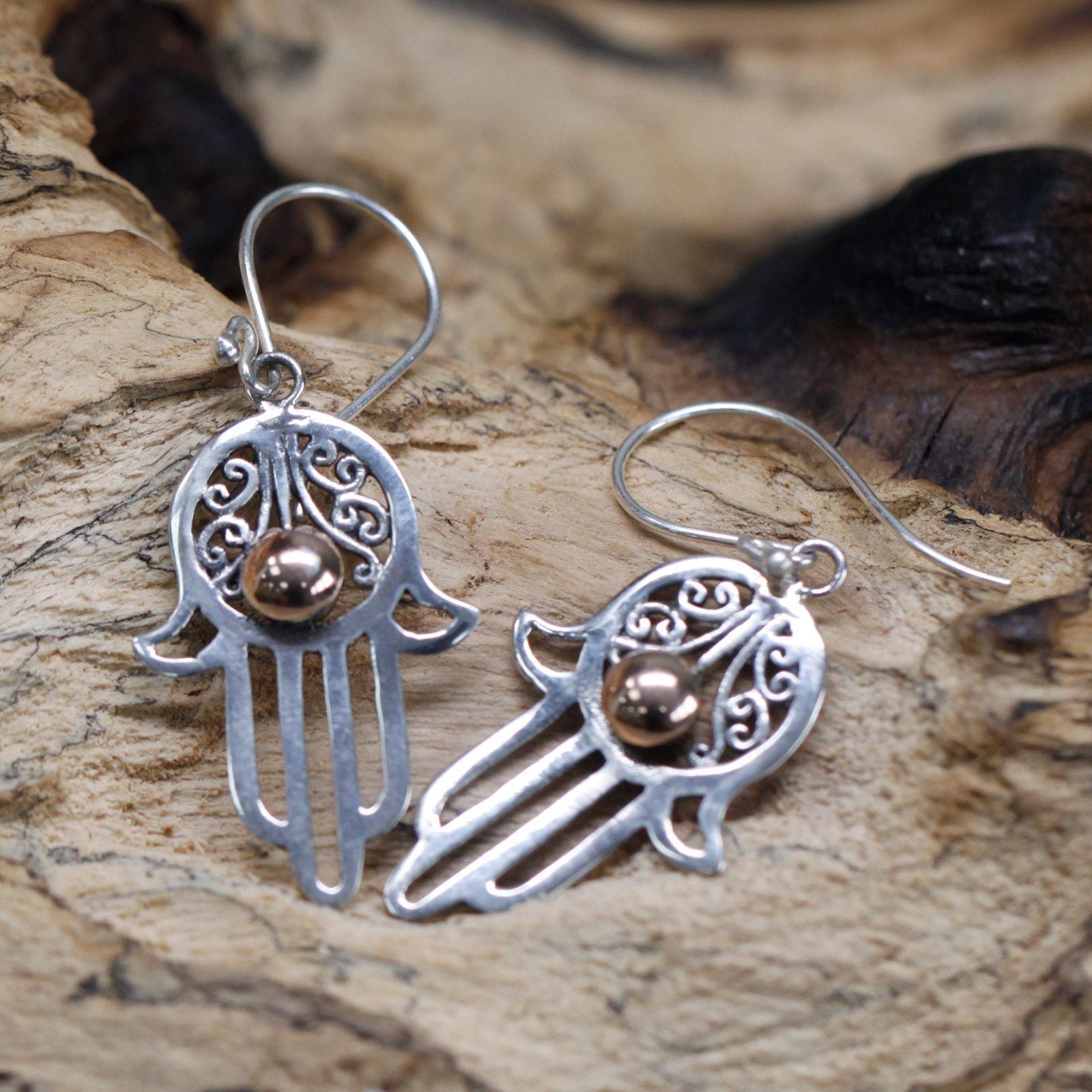 Silver & Gold Earring - Hamsa Jewellery