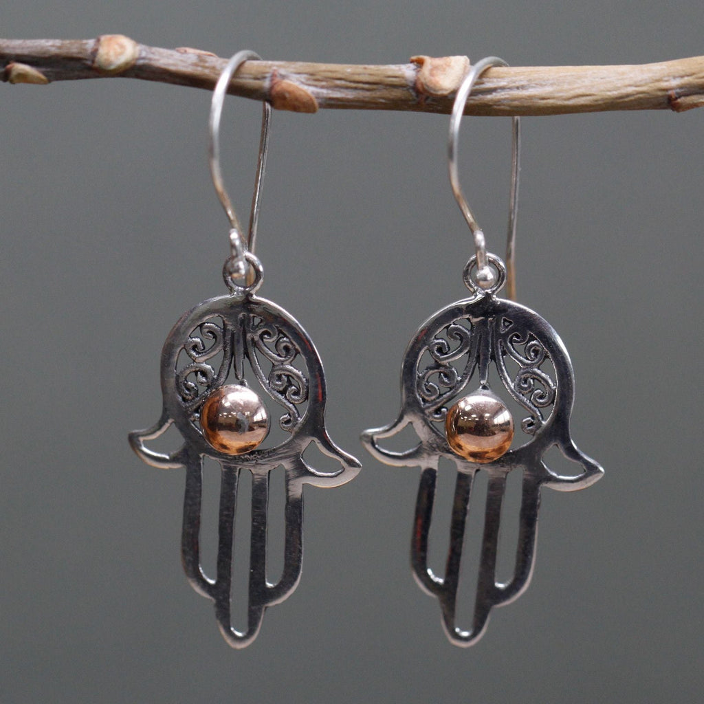 Silver & Gold Earring - Hamsa Jewellery
