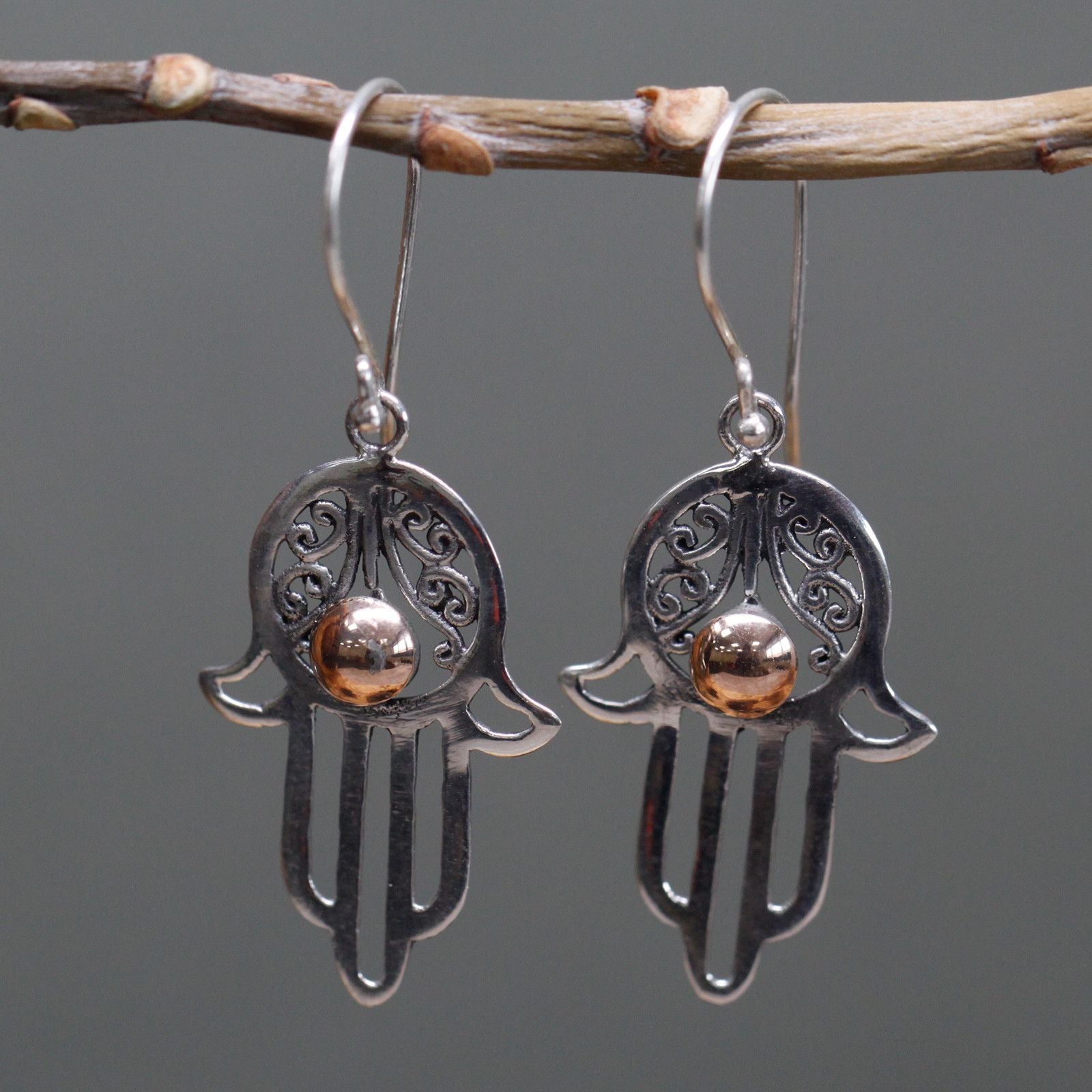 Silver & Gold Earring - Hamsa Jewellery