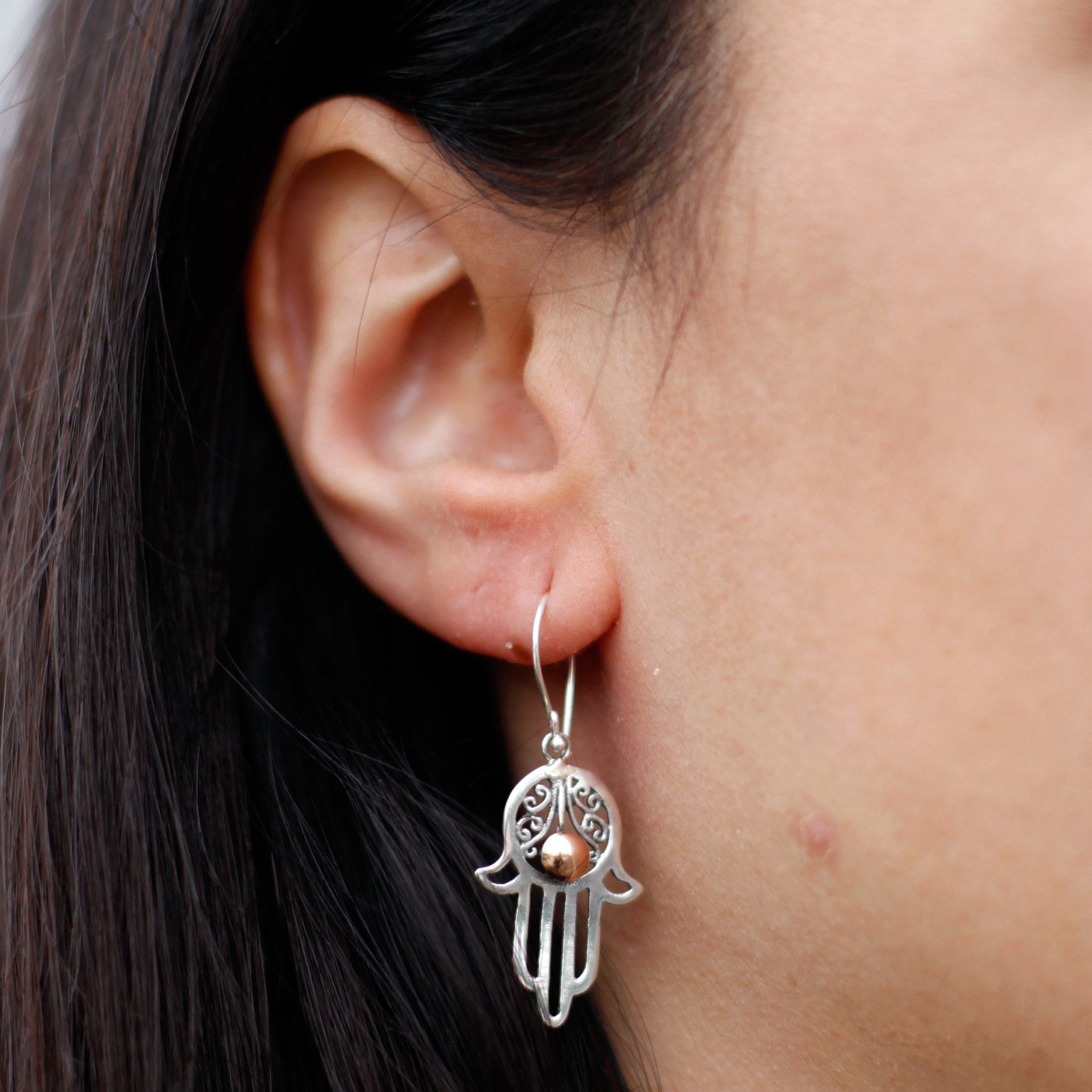 Silver & Gold Earring - Hamsa Jewellery