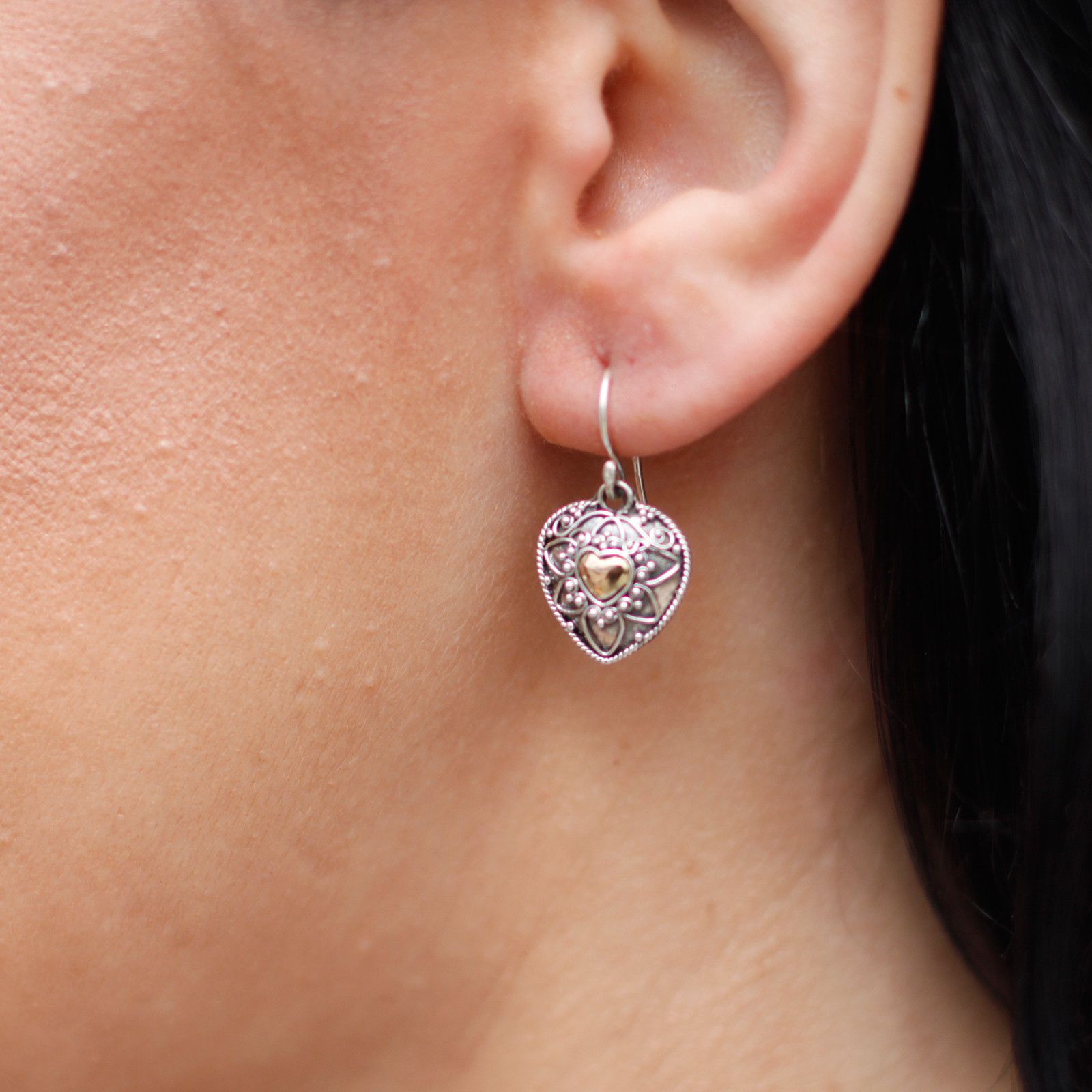 Silver & Gold Earring - Mandala Hearts Jewellery