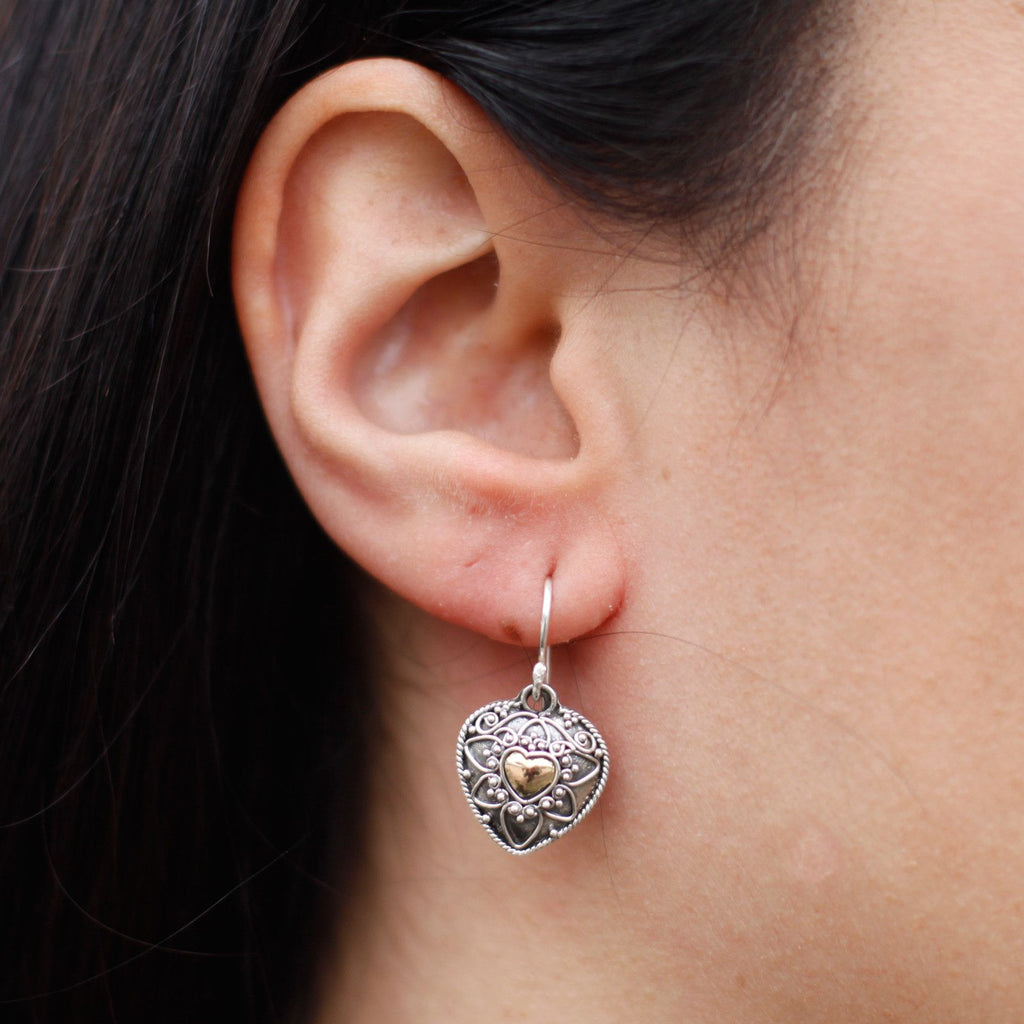 Silver & Gold Earring - Mandala Hearts Jewellery