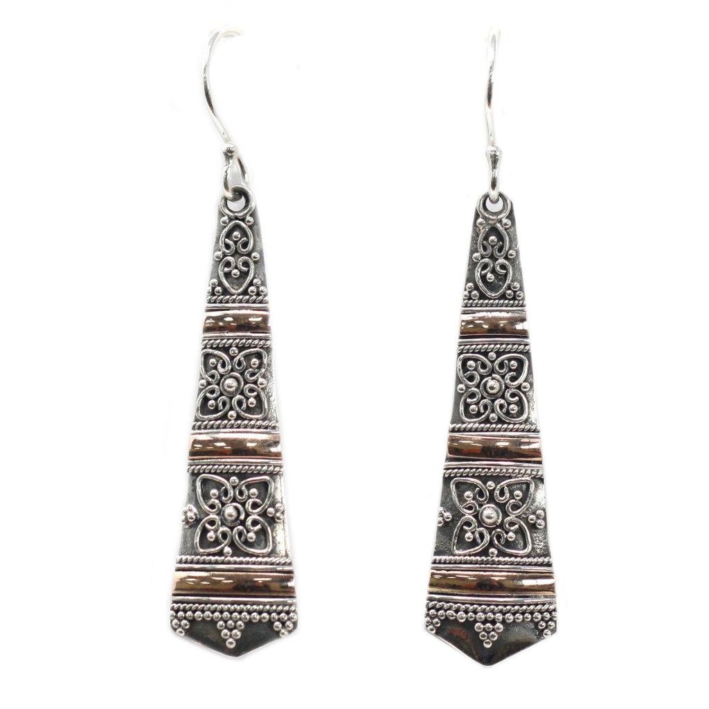 Silver & Gold Earring - Tribal Drops Jewellery