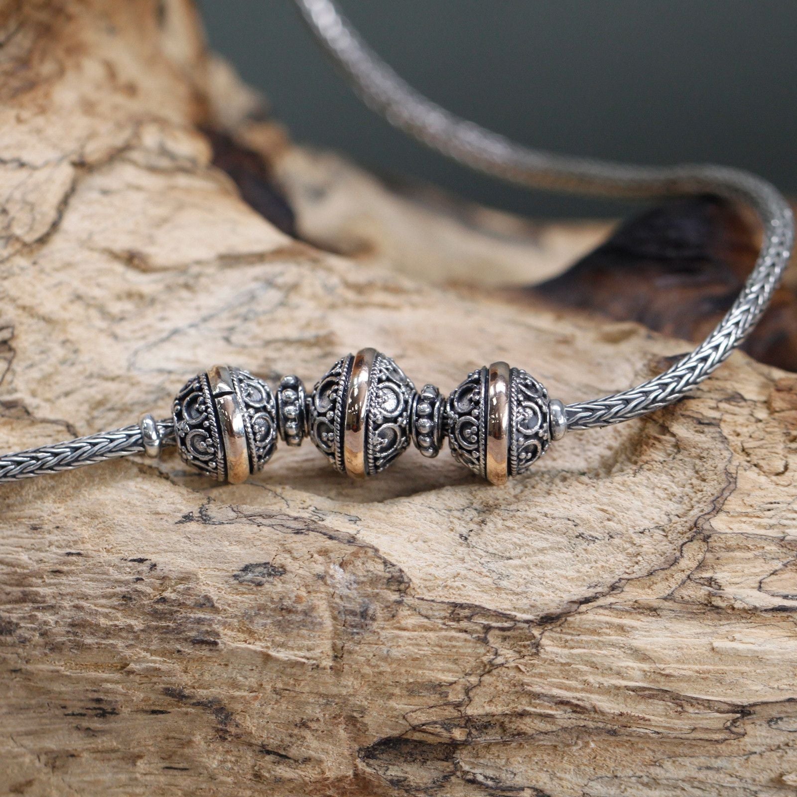 Silver & Gold Necklace -Tri Jewellery