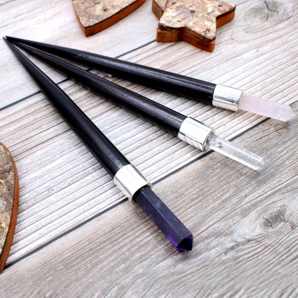 Simple Pointed Healing Wand - Rose, Rock, Amethyst From Witch, Please!