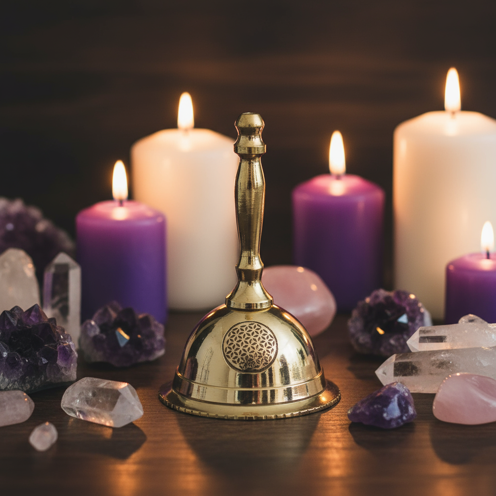 Small Altar Brass Bell - Flower of Life Bells