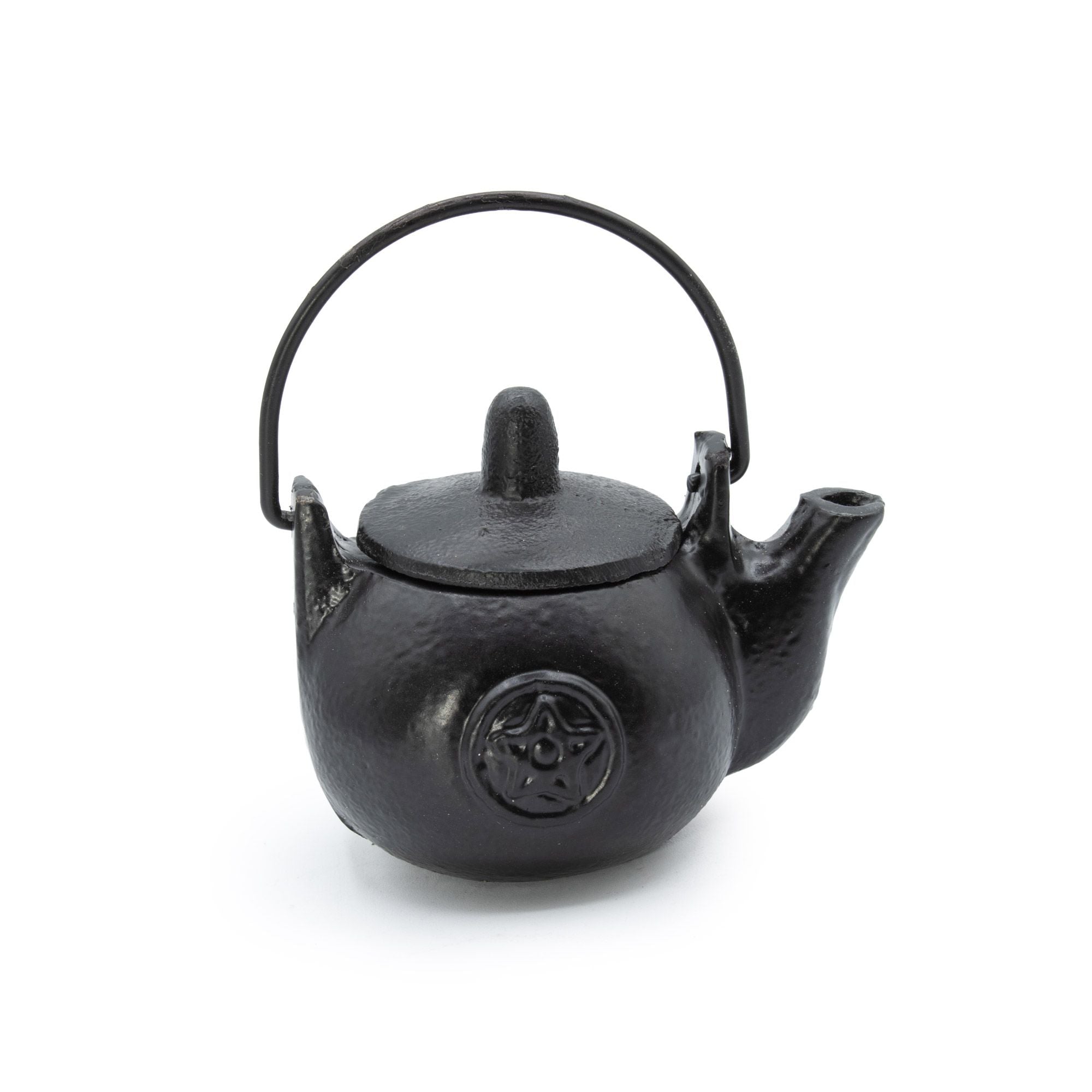 Small Cast Iron Ritual Pot with Pentagon 8x8x10cm Bowls and Cauldrons