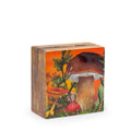 Small Enameled Square Box 10x10x4.2cm - Mushroom Design Maroon Enamelled Boxes and Trays