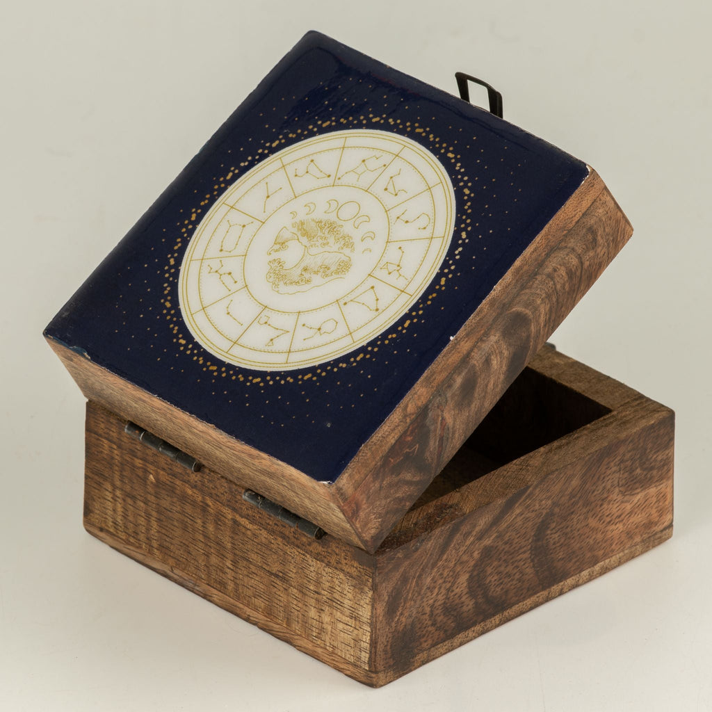 Small Enamelled Box - Aquarius Ceramic Glazed Wooden Boxes