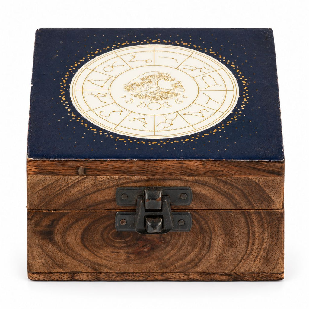 Small Enamelled Box - Aquarius Ceramic Glazed Wooden Boxes