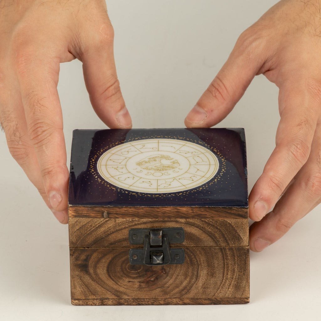 Small Enamelled Box - Aquarius Ceramic Glazed Wooden Boxes