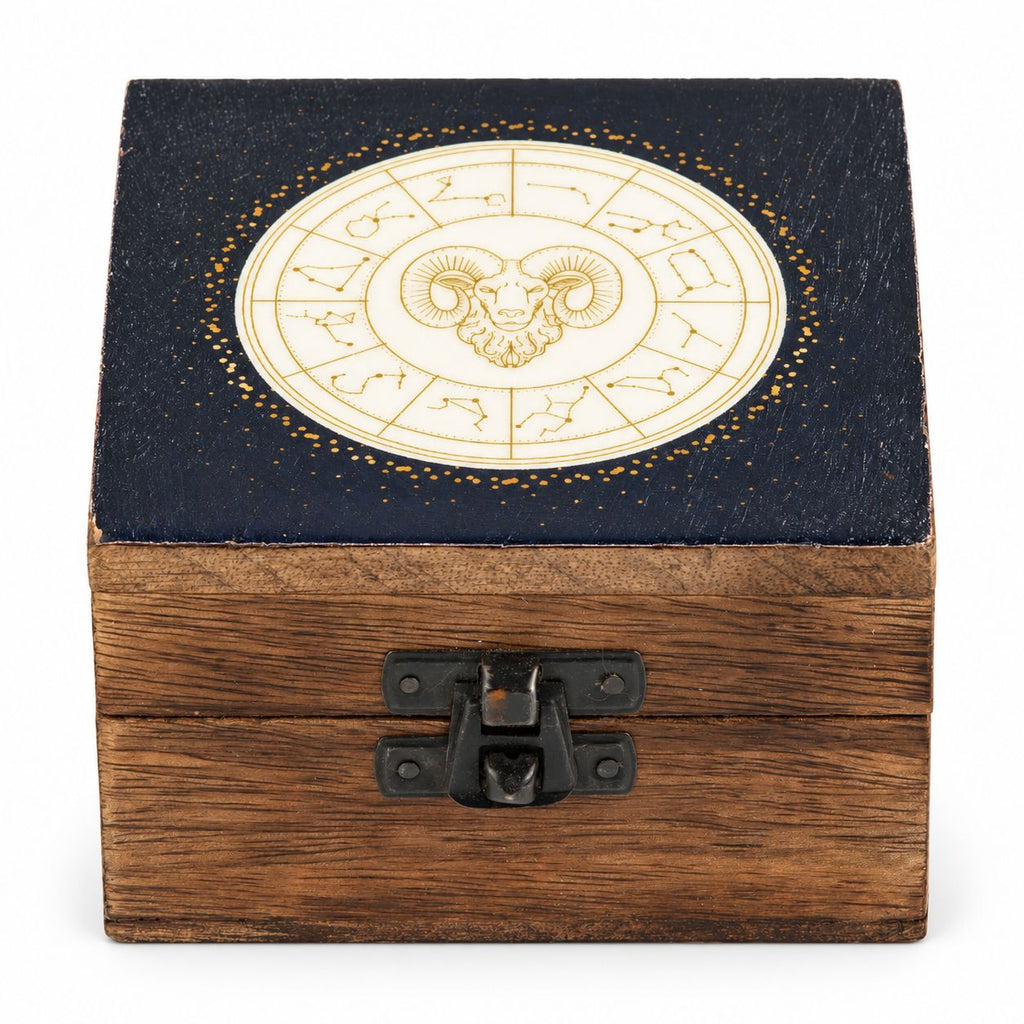 Small Enamelled Box - Aries Ceramic Glazed Wooden Boxes