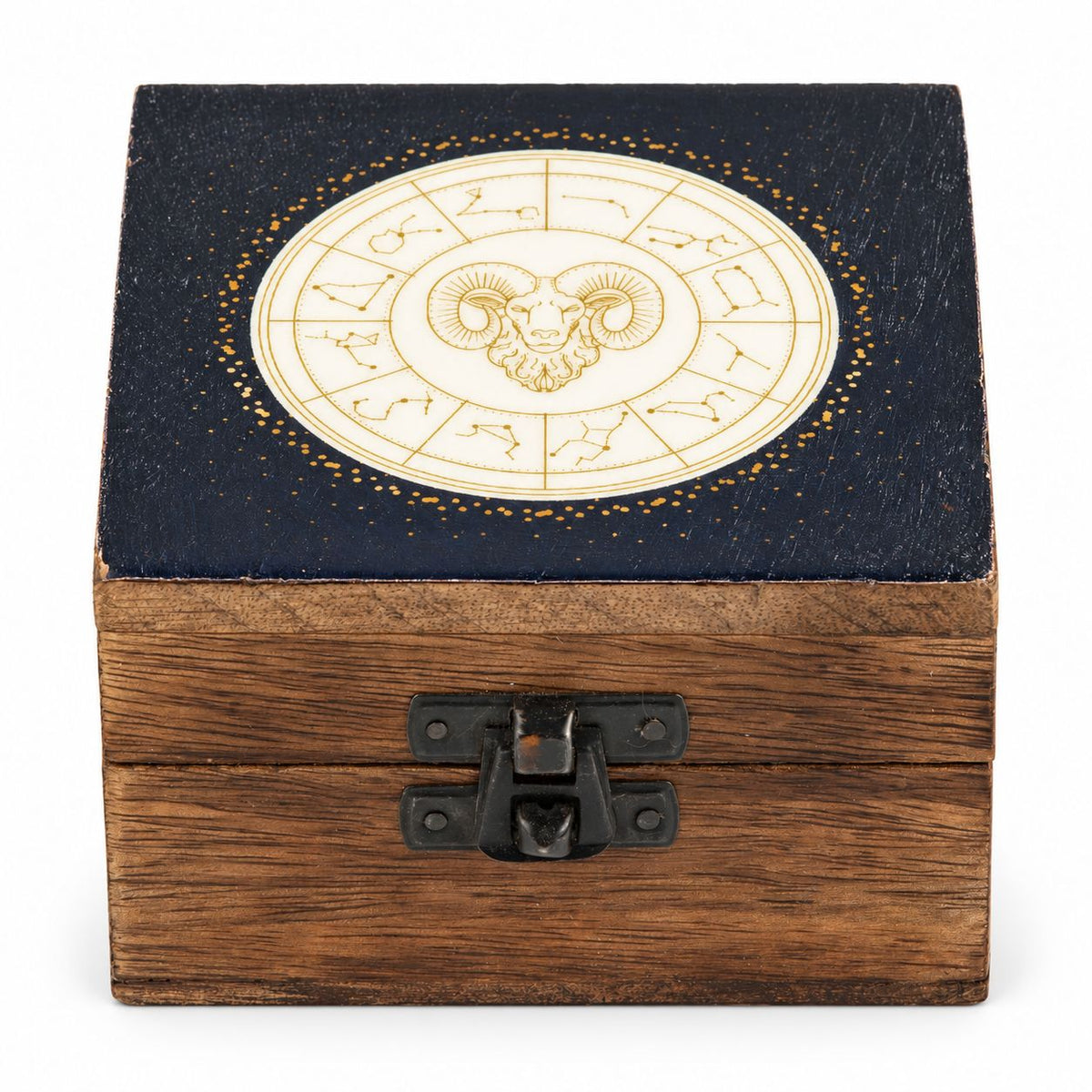 Small Enamelled Box - Aries Ceramic Glazed Wooden Boxes