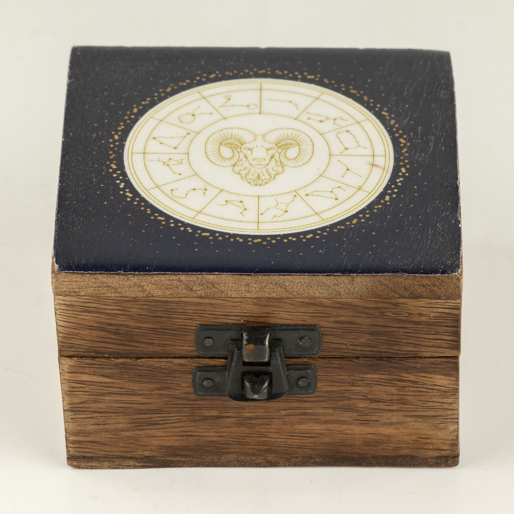 Small Enamelled Box - Aries Ceramic Glazed Wooden Boxes