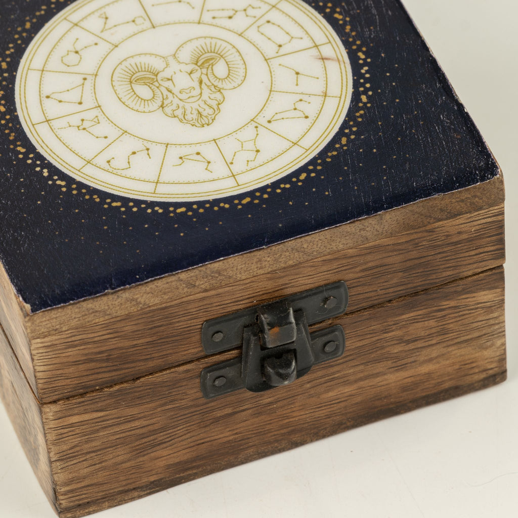 Small Enamelled Box - Aries Ceramic Glazed Wooden Boxes