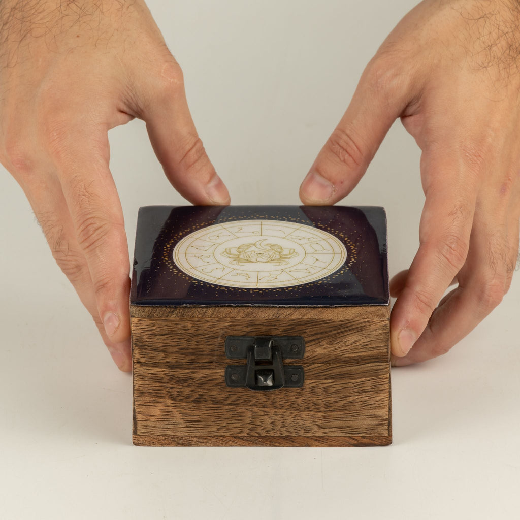 Small Enamelled Box - Cancer Ceramic Glazed Wooden Boxes