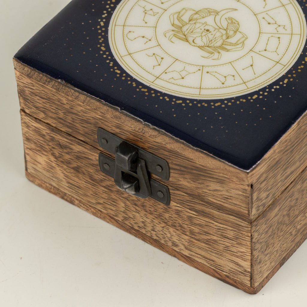 Small Enamelled Box - Cancer Ceramic Glazed Wooden Boxes