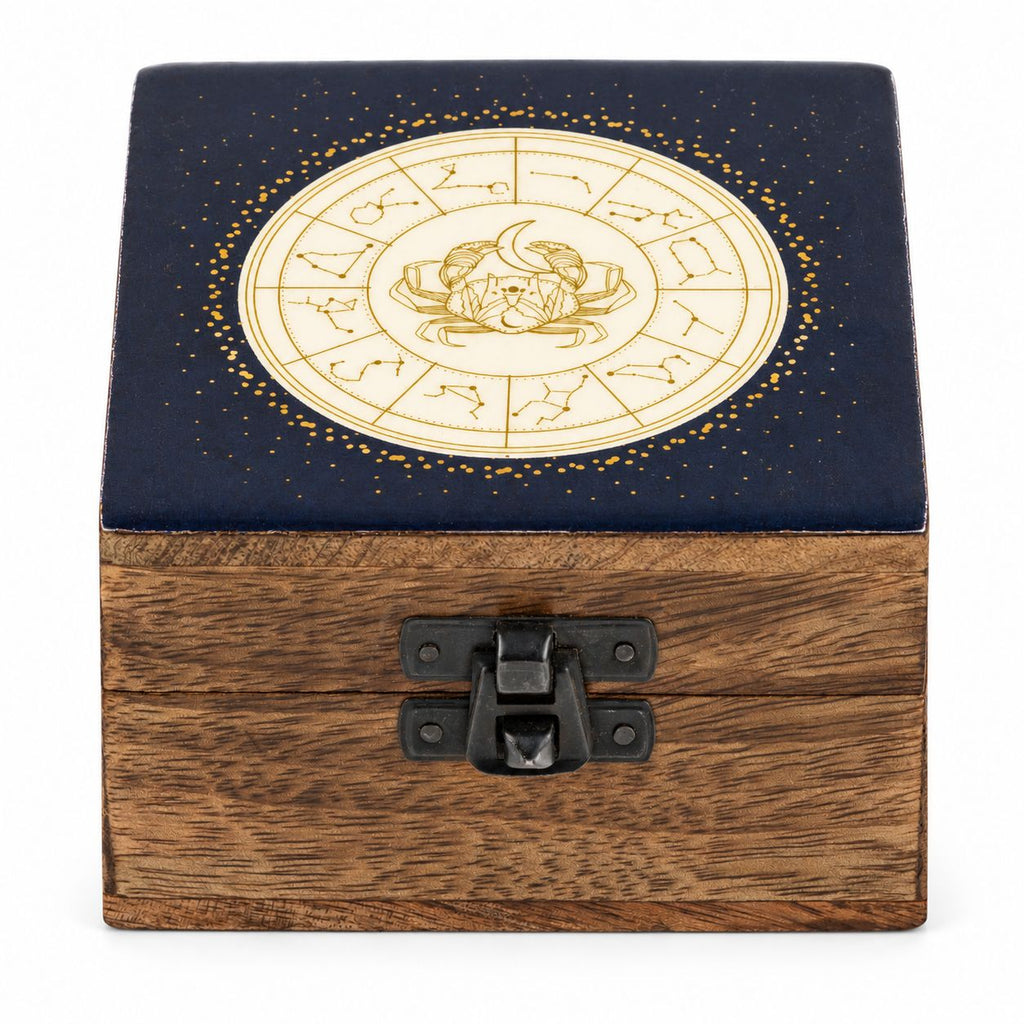 Small Enamelled Box - Cancer Ceramic Glazed Wooden Boxes