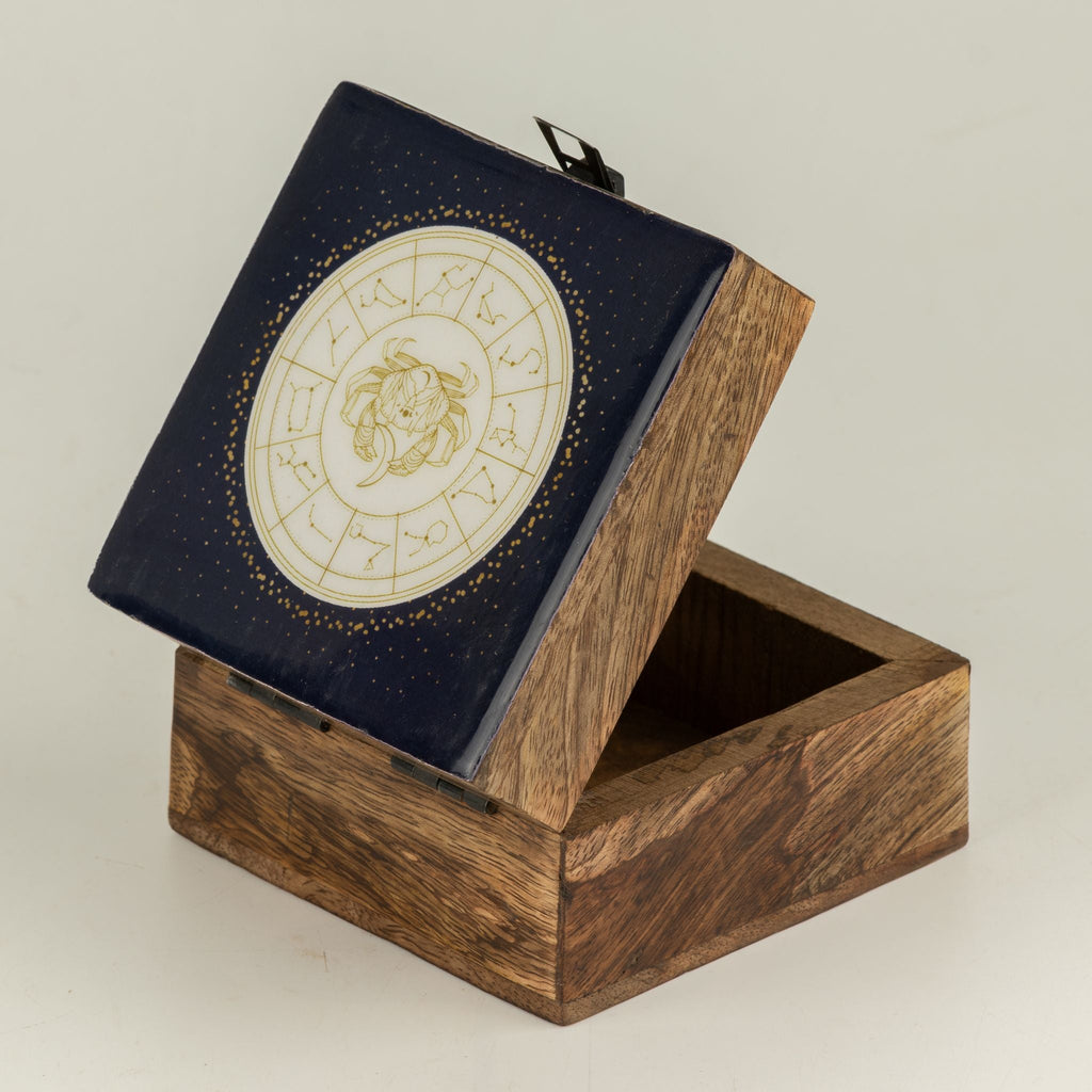 Small Enamelled Box - Cancer Ceramic Glazed Wooden Boxes
