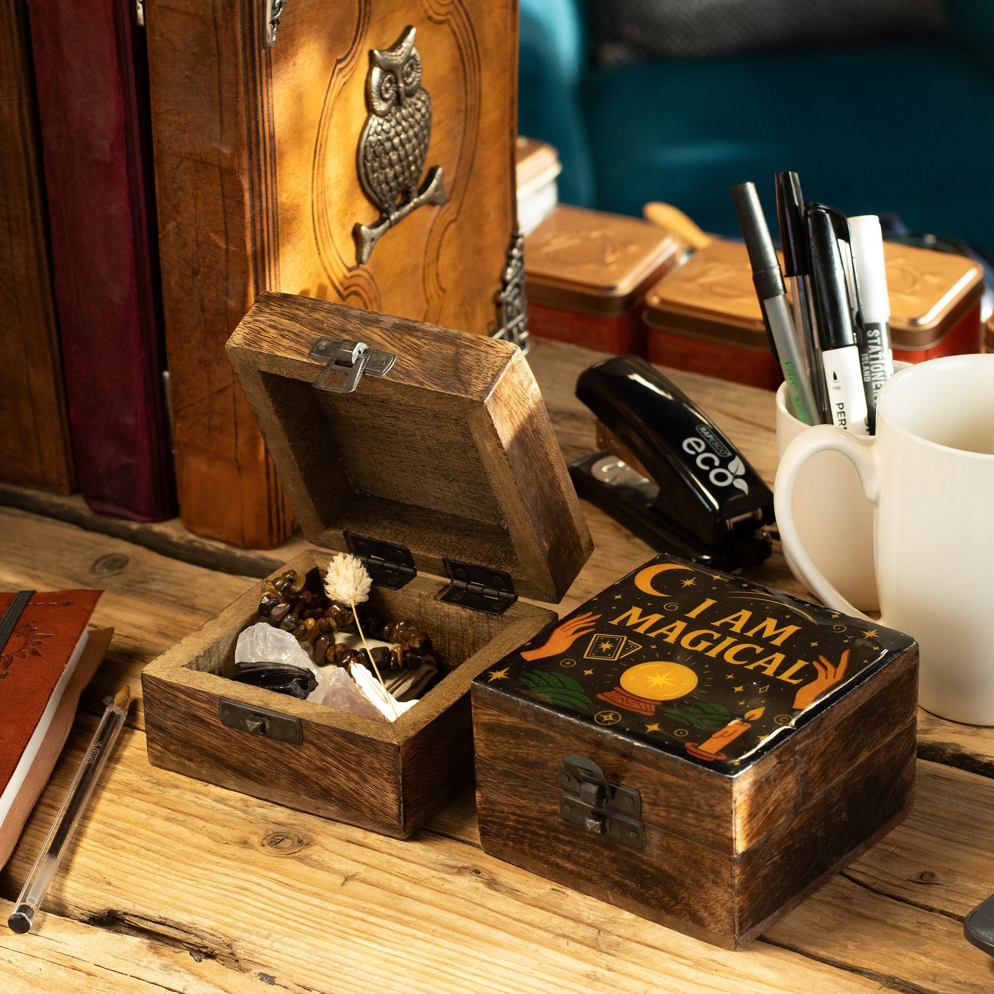 Small Enamelled Box - I am Magical Ceramic Glazed Wooden Boxes