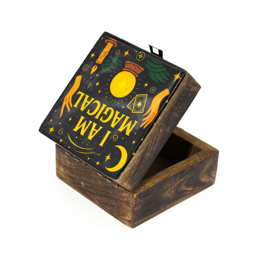Small Enamelled Box - I am Magical Ceramic Glazed Wooden Boxes