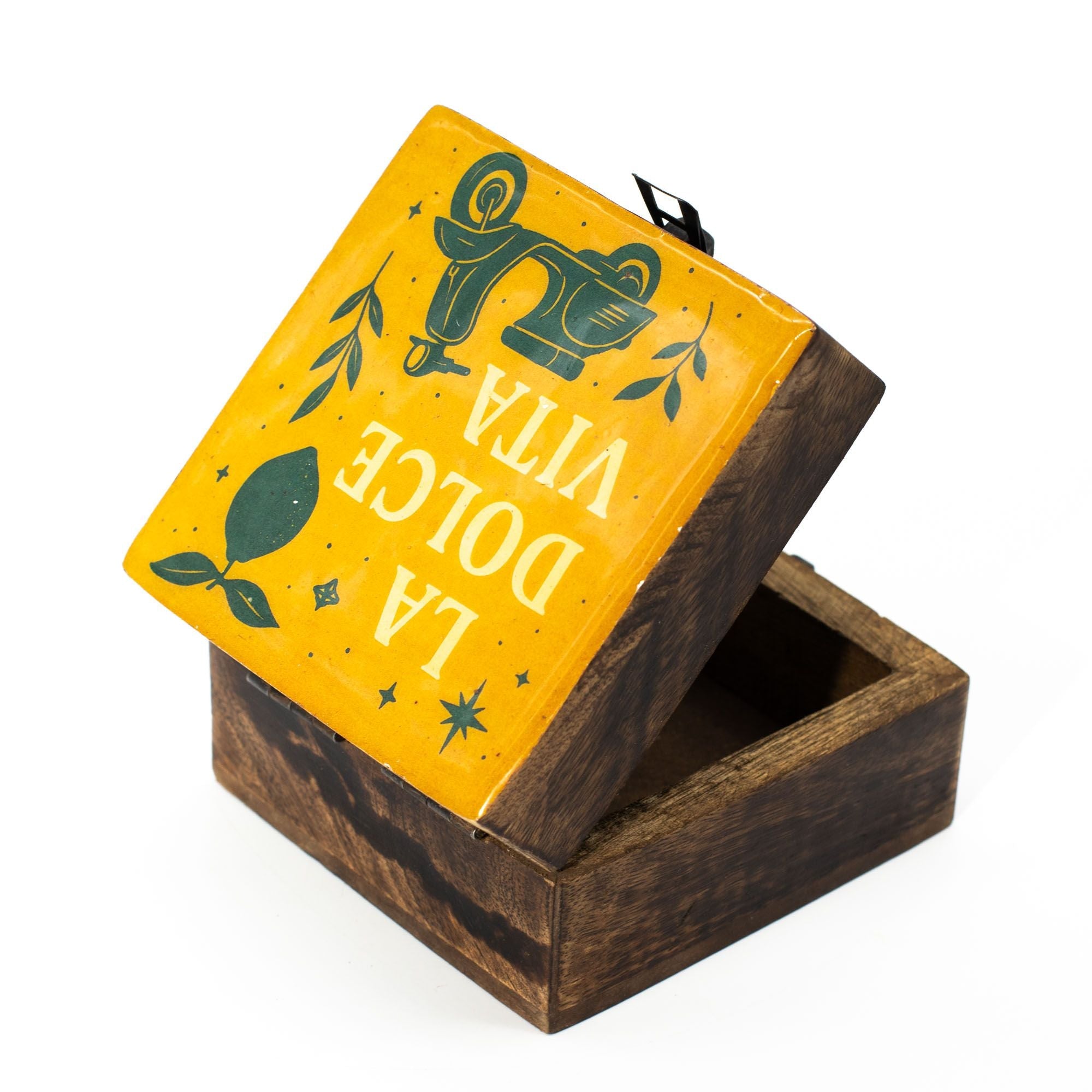 Small Enamelled Box - La Dolce Vita Ceramic Glazed Wooden Boxes
