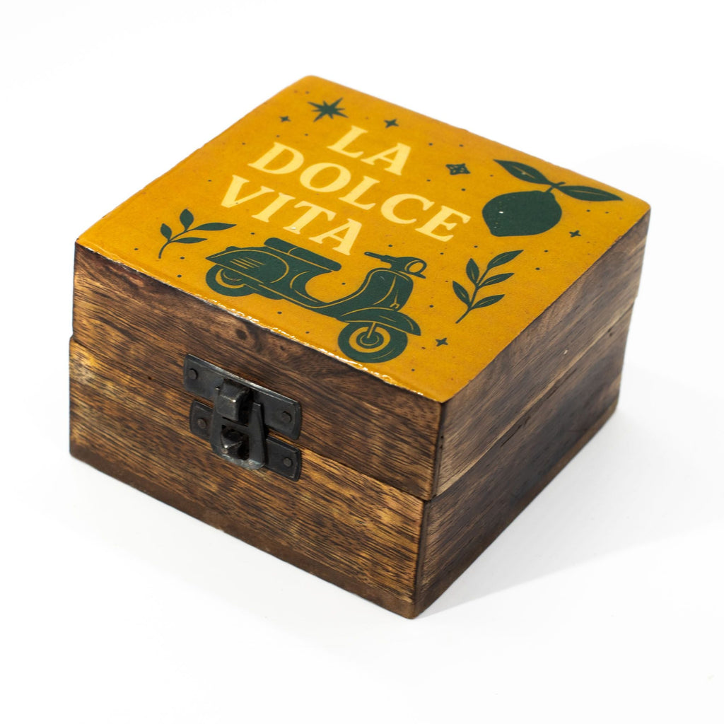 Small Enamelled Box - La Dolce Vita Ceramic Glazed Wooden Boxes