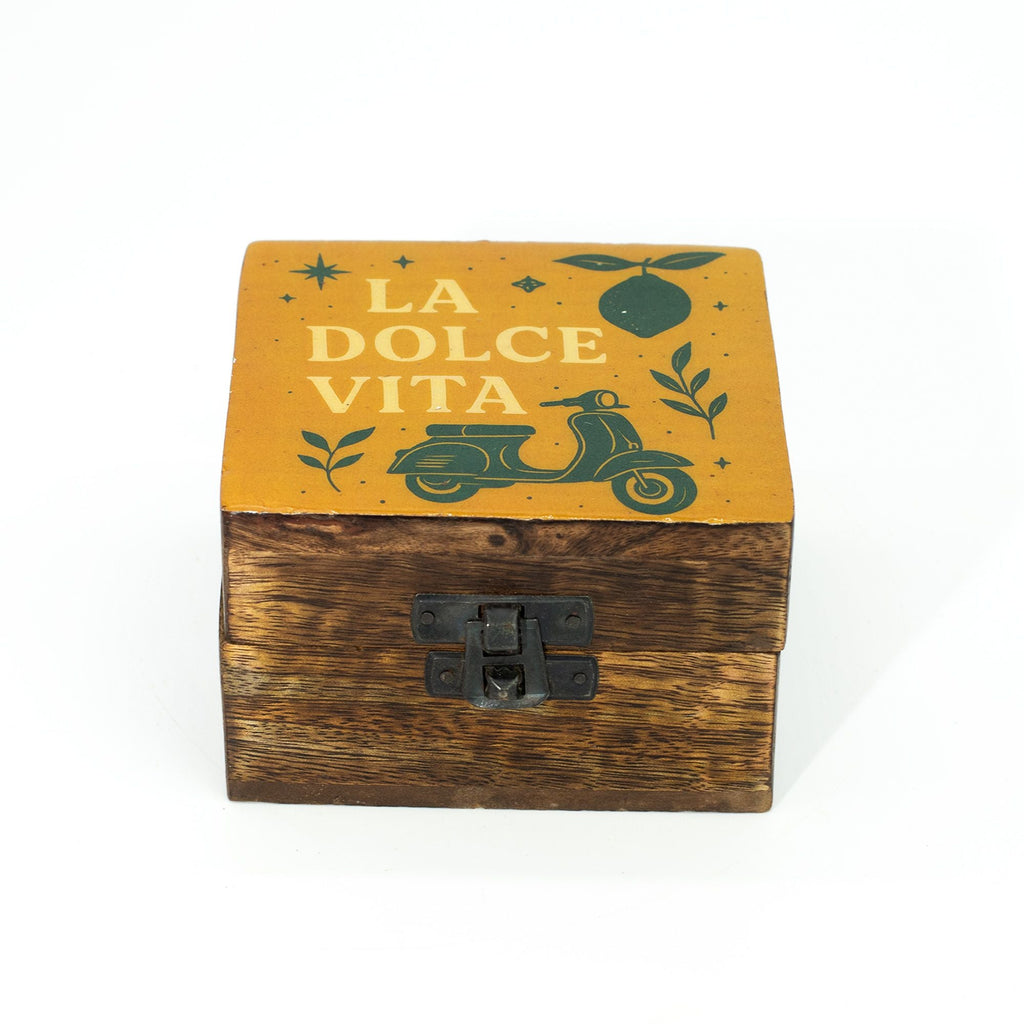 Small Enamelled Box - La Dolce Vita Ceramic Glazed Wooden Boxes