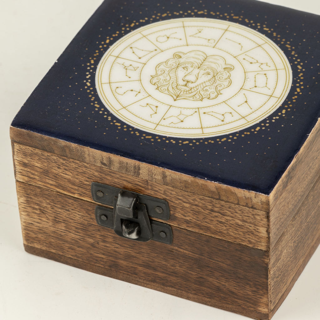Small Enamelled Box - Leo Ceramic Glazed Wooden Boxes