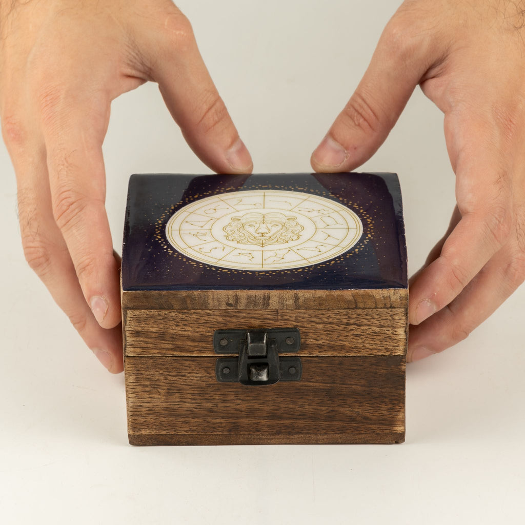 Small Enamelled Box - Leo Ceramic Glazed Wooden Boxes