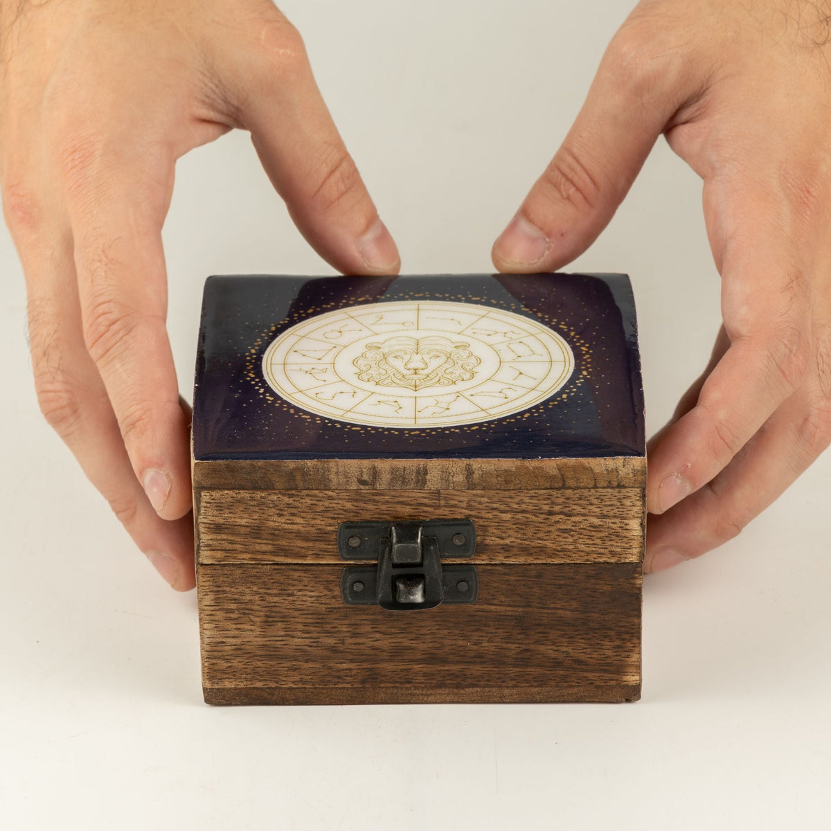 Small Enamelled Box - Leo Ceramic Glazed Wooden Boxes