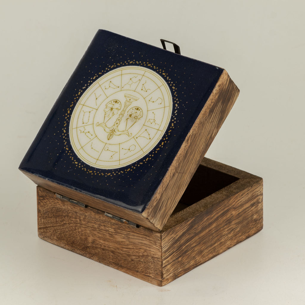 Small Enamelled Box - Libra Ceramic Glazed Wooden Boxes