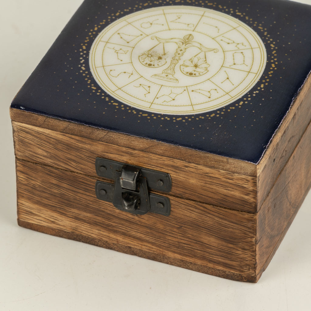 Small Enamelled Box - Libra Ceramic Glazed Wooden Boxes